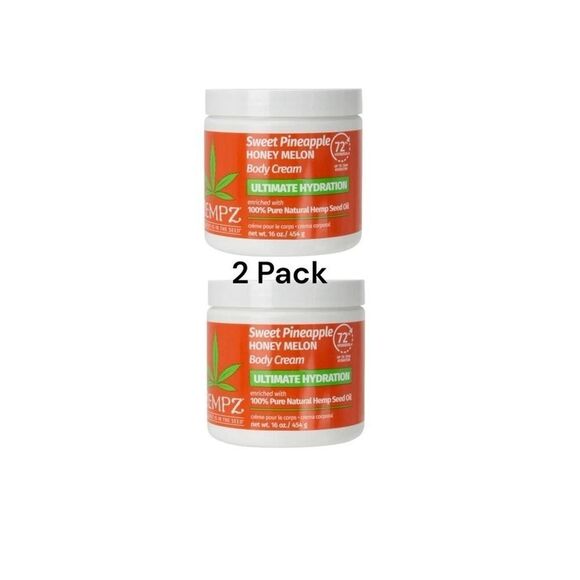 Hempz Sweet Pineapple Honey Melon Body Cream Ultimate Hydration Jumbo Tub 2 Pack - Picture 1 of 3